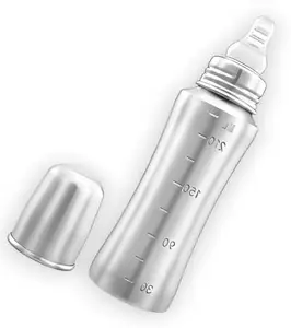 KINDAR CARE Baby's Stainless Steel Feeding Bottle | Silver 17 | Pack of 1 | 240 Ml