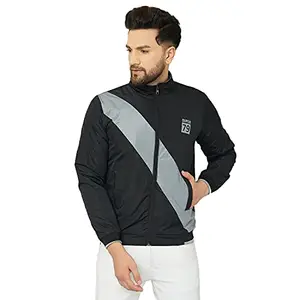 Ben Martin Men's Full Sleeve Regular Fit Nylon Casual Jacket, Black-Light Grey 2X-Large