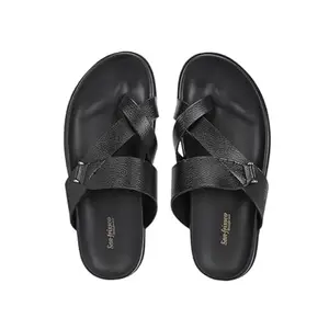 San Frissco Men's Sandals with Open Toe Strap Slip On Chappal/Perfect Fit for Summer and Rainy Season Easy to Walk Anti-Skid Slipper/Stylish Casual Trendy Floaters - 6 (Black)
