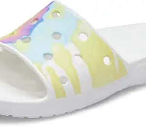 crocs unisex-adult Classic Tie and Dye White/Multi Slide Sandal - 4 UK (206520-94S)