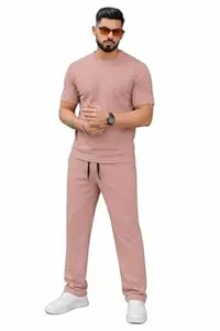 Mack Jonney Men’s Cotton Tracksuit | Self Print Stylish Tracksuit with Trackpants | Comfortable All-Season Activewear-S243