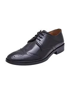 HiREL'S Men's Black Leather Formal Shoes-8 UK/India (42 EU) (hirel1102)