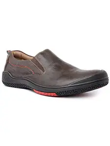 Buckaroo Stone NX Genuine Leather Brown Casual Slip-On Shoes for Mens: Size UK 11
