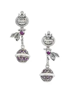 Royal Jewells Laxmi Fancy Earrings |Monalisa stone | For Women and Girls | Oxidised Brass Earrings