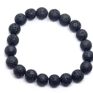 Natural Lava Crystal Black Stonev Gemstones Bracelet Healing Energy For Men and Woman (6 inch)