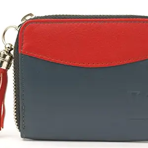 LANDMINE Women Trendy, Casual Blue, Red Genuine Leather Wrist Wallet (4 Card Slots)