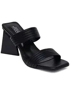 Shuz Touch Women Block Black Heel Sandal