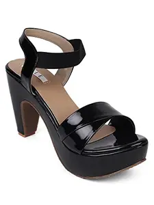 Elle Women's Heel Sandals, Black, 4