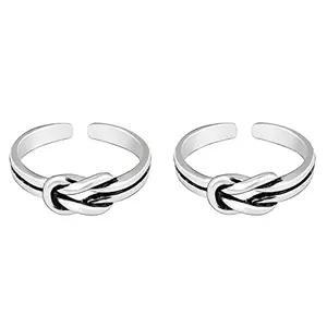GIVA 925 Silver Oxidised Silver Love Knot Toe Rings | Toe Rings for Women and Girls | With Certificate of Authenticity and 925 Stamp | 6 Month Warranty*