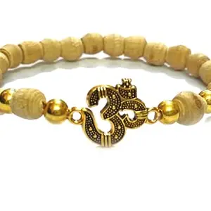 ASTROGHAR ॐ Aum Om Lucky Charm Tulsi Tulsa Ji Wooden Beads Protection And Peace Bracelet For Men And Women