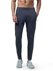 TECHNOSPORT Men's Solid Slim Fit Techno Dry Trackpants Drawstring 2-Pocket Polyester Joggers for Gym Running Workout UPF50+ Anti Odour