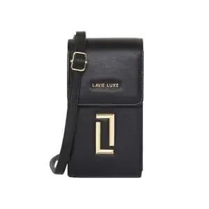 Lavie Zipper Vertical PU Women's Casual Wear Wallet (Black, Large)