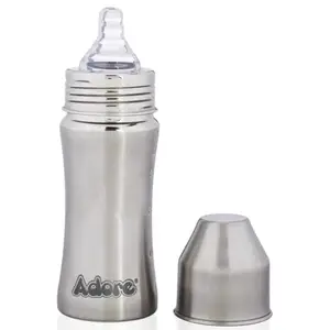 Adore Zion Stainless Steel Feeding Bottle with Food Grade Silicone Teat