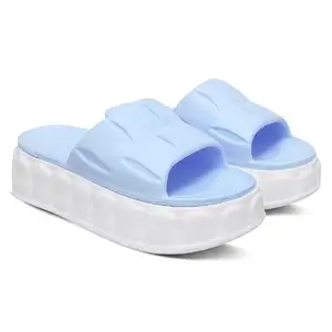 Eastern Club Slides for Women | Open Toe Indoor Outdoor Slippers for Girls (Blue, 4)