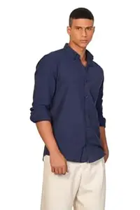 Aatman Men’s Eco-Friendly Cotton Shirt | Casual | Plain | Full Sleeve | Summer Regular Fit