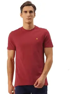 AM SWAN Premium Cotton Half Sleeve Crew Neck T-Shirts Dark Red