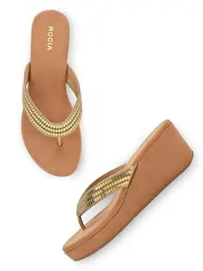 ROCIA By Regal Antique Gold Women Embellished Platforms