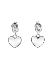 Mannash 925 Sterling Silver|Dainty Mother-Of-Pearl Heart Sterling Silver Stud Earrings | Gifts for Women, Girls, Wife, Mother, Girlfriend| With Certificate of Authenticity and 925 Stamp