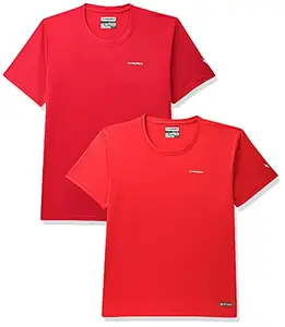 Charged Energy-004 Interlock Knit Hexagon Emboss Round Neck Sports T-Shirt Red Size Xl And Charged Pulse-006 Checker Knitt Round Neck Sports T-Shirt Red Size Xl