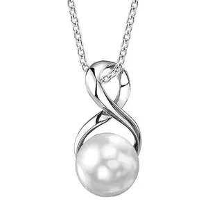 Peora Silver Plated Pearl Studded Twisted Loop Pendant Chain Fashion Jewellery Gift for Women & Girls