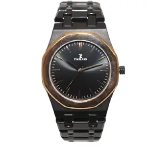 TIMELAND Analog Men's Wrist Watch - Long Lasting Perfect for Outdoor Formal(Black Dial Black Stainless Steel Chain)