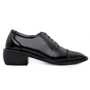 BXXY Men's 2 Black Inch Heel Height Increasing Casual and Formal lace-up Shoes-9 UK