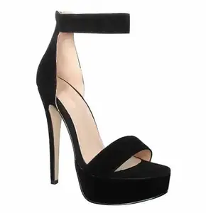 UUNDA Fashion Women's Stiletto Heel Sandals Open Toe Ankle (BLACK, 5)