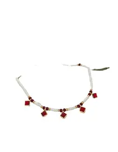 Rajasthan Enterprises Traditional Indian Pearl Beaded Necklace Set with Toned Pendant and Earrings Style_99