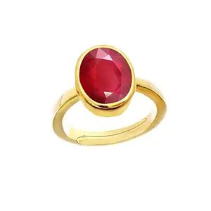 BALATANK Natural Ruby Stone Manik Ring Adjustable Panchdhatu Ring Gemstone Gold Plated Ring ruby/manik Ring (12.00 Carat) For Men's/Women's