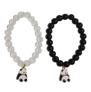 KARRA New Panda Combo-Crystal Stone Beads Magnetic Bracelets For Women & Girls (Pack Of 2)