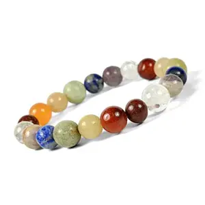 Reiki Crystal Products Natural 7 Chakra Bracelet 8 mm Round Crystal Stone Bead Bracelet for Reiki Healing and Crystal Healing Stones (Color : Multi)