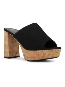Inc.5 Womens Black Party Wear Open toe Platform Heel Mules