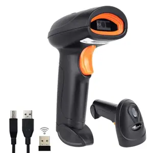 Helett HT20 Hand-held Plug and Play 2.4GHz Wireless Barcode Scanner 1D&2D QR Code 2in1 Wireless and USB Wired|Buzzer Indicator|Induction Scanning|for Retail Shop,Supermarket,Warehouse|Strong ABS