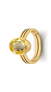 SIDHARTH GEMS 9.00 Ratti 8.25 Carat Natural Certified Yellow Sapphire (Pukhraj) Fine ADJUSTABLE Panchdhatu Ring For Men & Boys