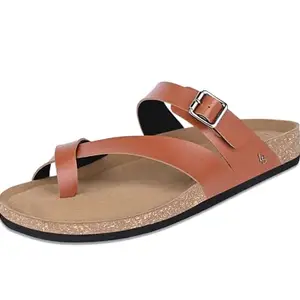 LOUIS STITCH Comfortable Open Toe Cork Sandals | Tan Lightweight Casual Sliders with Toering and Easy Slip-on Slippers | Back Open Sandals | LSOF-10-TN | UK-10