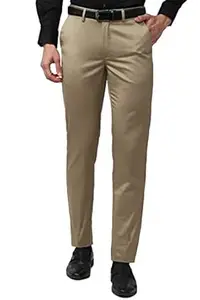 Peter England Men's Mid Rise Slim Casual Pants