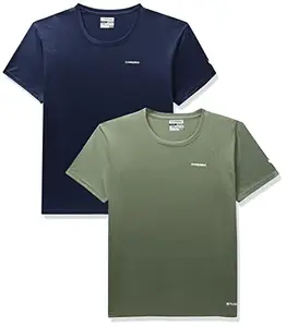 Charged Energy-004 Interlock Knit Hexagon Emboss Round Neck Sports T-Shirt Navy Size 2Xl And Charged Play-005 Interlock Knit Geomatric Emboss Round Neck Sports T-Shirt Grape-Green Size 2Xl