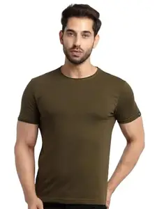 Status Quo Men's Cotton Solid V-Neck T-Shirt | Wine | 4XL | CR-VN-12115(F/S)-WINE-4XL