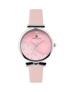 DANIEL KLEIN Pink Minimal Strap with Bow Shape Lug Women Premium Watch - DK.1.14022-1