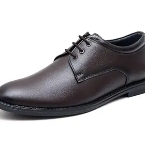 ARAMISH Brown Leather Formal Lace Office Shoes for Men - 9 UK
