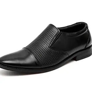 ARAMISH Black Pure Leather Formal Slip On Shoes for Men - 6 UK