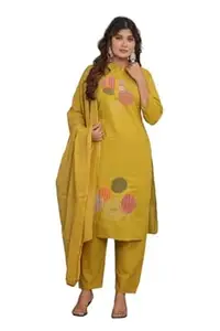 BharatCartX Women's Cotton Embroidery Straight Kurti with Pant Set