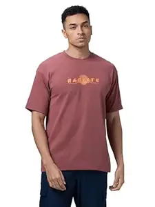 TECHNOSPORT Men's Relaxed Fit Graphic Print Half Sleeve Active Out T-Shirt with Techno Dry for Sports, Running & Regular Use