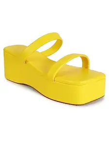 jynx Stylish Sandal For Women And Girls. Casual and Fashionable Flatform Heels (YELLOW, numeric_8)