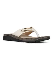 Inc.5 Womens Cream Casual Solid T-Strap Flat Slip-On Sandals