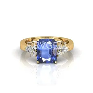 MBVGEMS Origianal certified Natural BLUE SAPPHIRE RING 7.50 Ratti Handcrafted Finger Ring With Beautifull Stone Men & Women Jewellery Collectible LAB - CERTIFIED