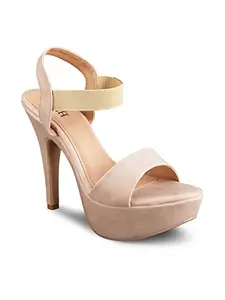 Shuz Touch Women Solid Casual Fashion Stiletto High Heel Sandal Sandal -Cream | Size : 6