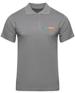 American Apple IDBI Fedreal Logo Printed Polo/Collar Half Sleeve T-Shirt for IDBI Fedreal Staff Employee Promotion T Shirt for Men and Women Grey