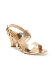 ELLE Women's Fashionable Backstrap Heel Sandals Colour-Rose Gold, Size-UK 5