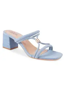 Shuz Touch Blue Strappy Denim Heels | Size : 2